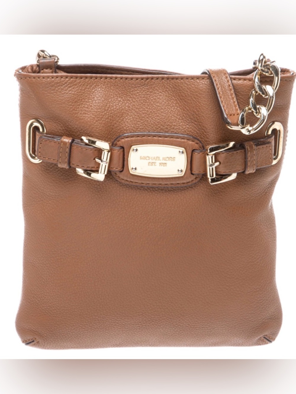Michael Kors Tan Pebbled Leather Crossbody with Gold Hardware